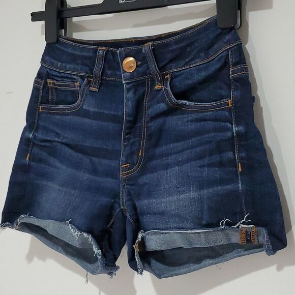 American Eagle super stretch high rise dark wash jean shorts - Picture 2 of 8